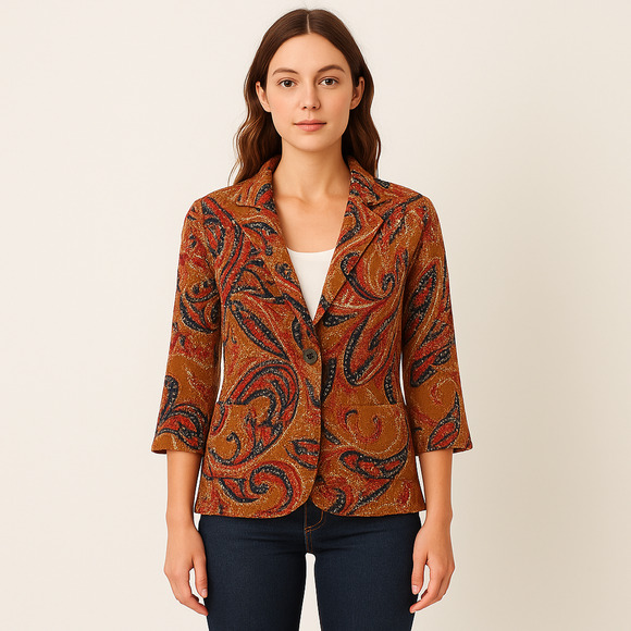 Anthropologie Moth Paisley Intarsia Blazer - Size Extra Small - Picture 1 of 13
